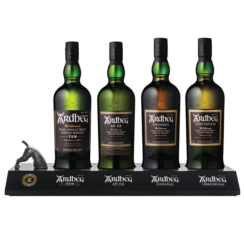 Ardbeg Range with Plinth Islay Scotch Single Malt Whisky